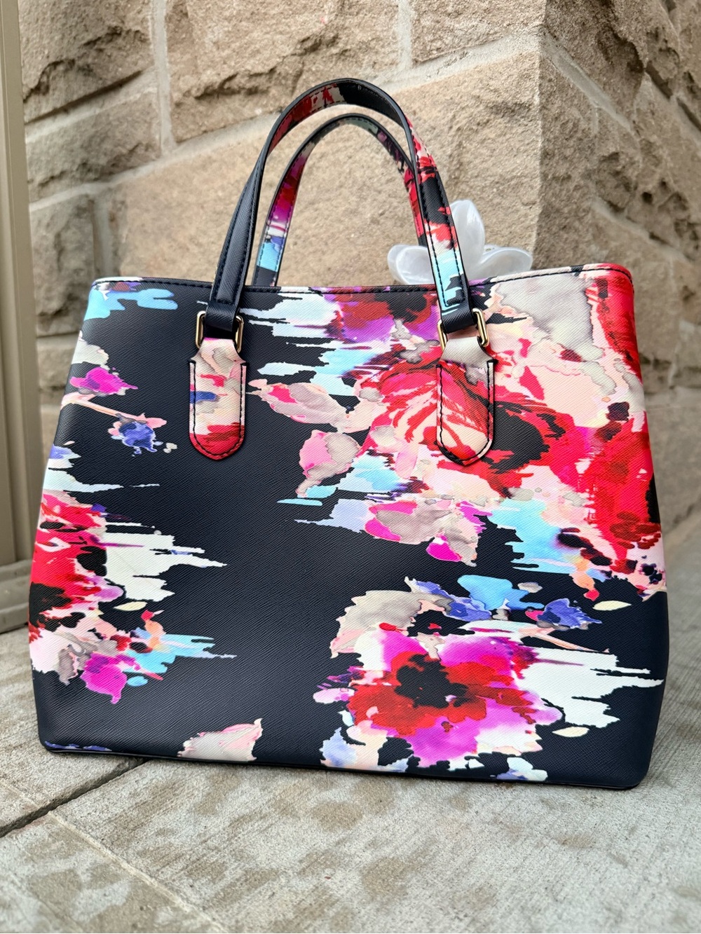 Kate Spade WKRU4751 Floral Satchel Crossbody Navy Multicolour - Picture 2 of 11